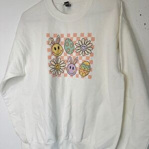 Retro Easter Crewneck Sweatshirt Unisex Pullover Size Medium Casual Sweatshirt